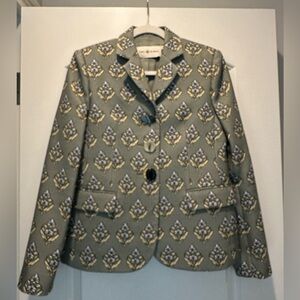 Tory Burch Floral Patterned Blazer with Unique Buttons